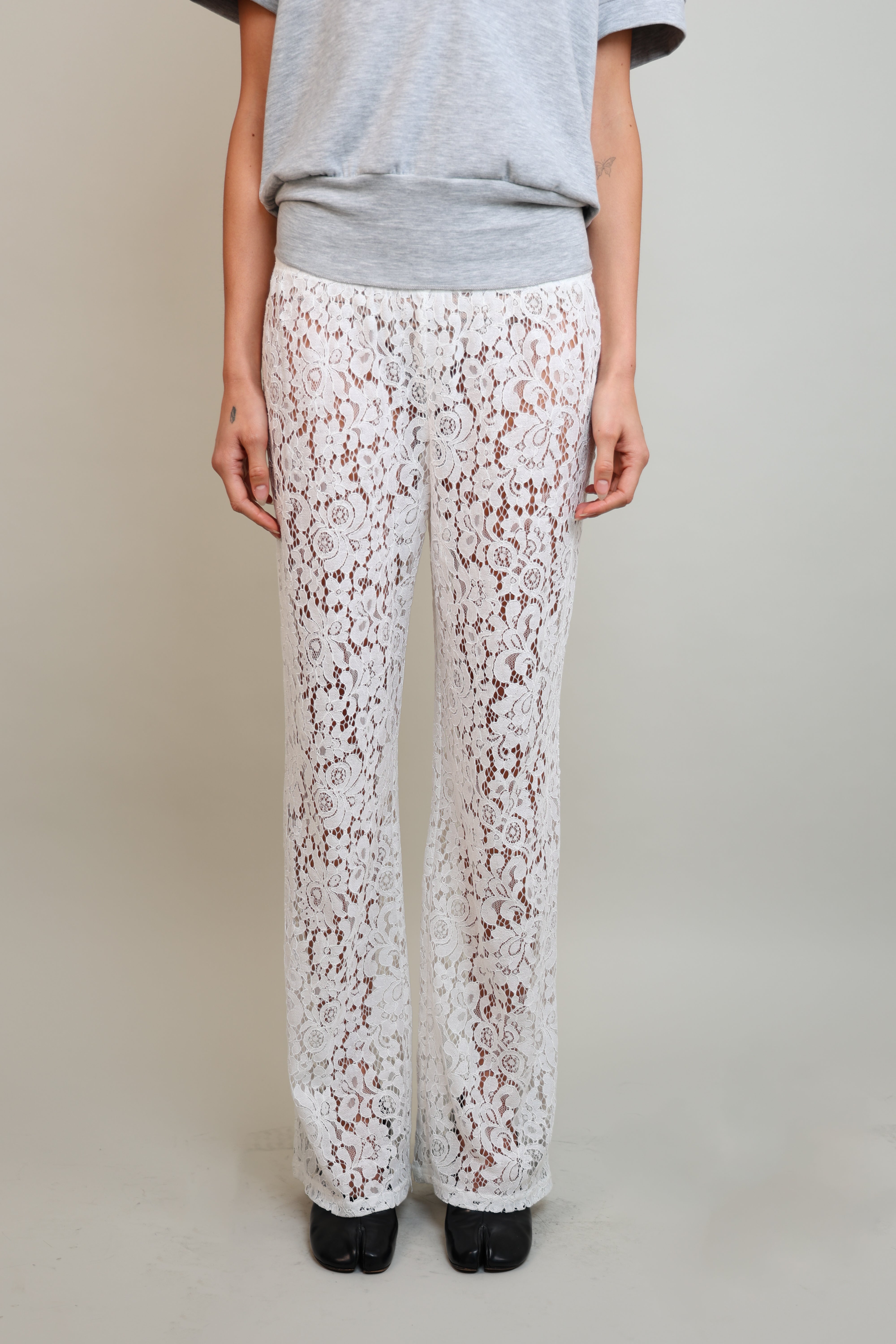 パンツ t__uS nylon jersey pants lace LACE TROUSERS – BY GIANNA