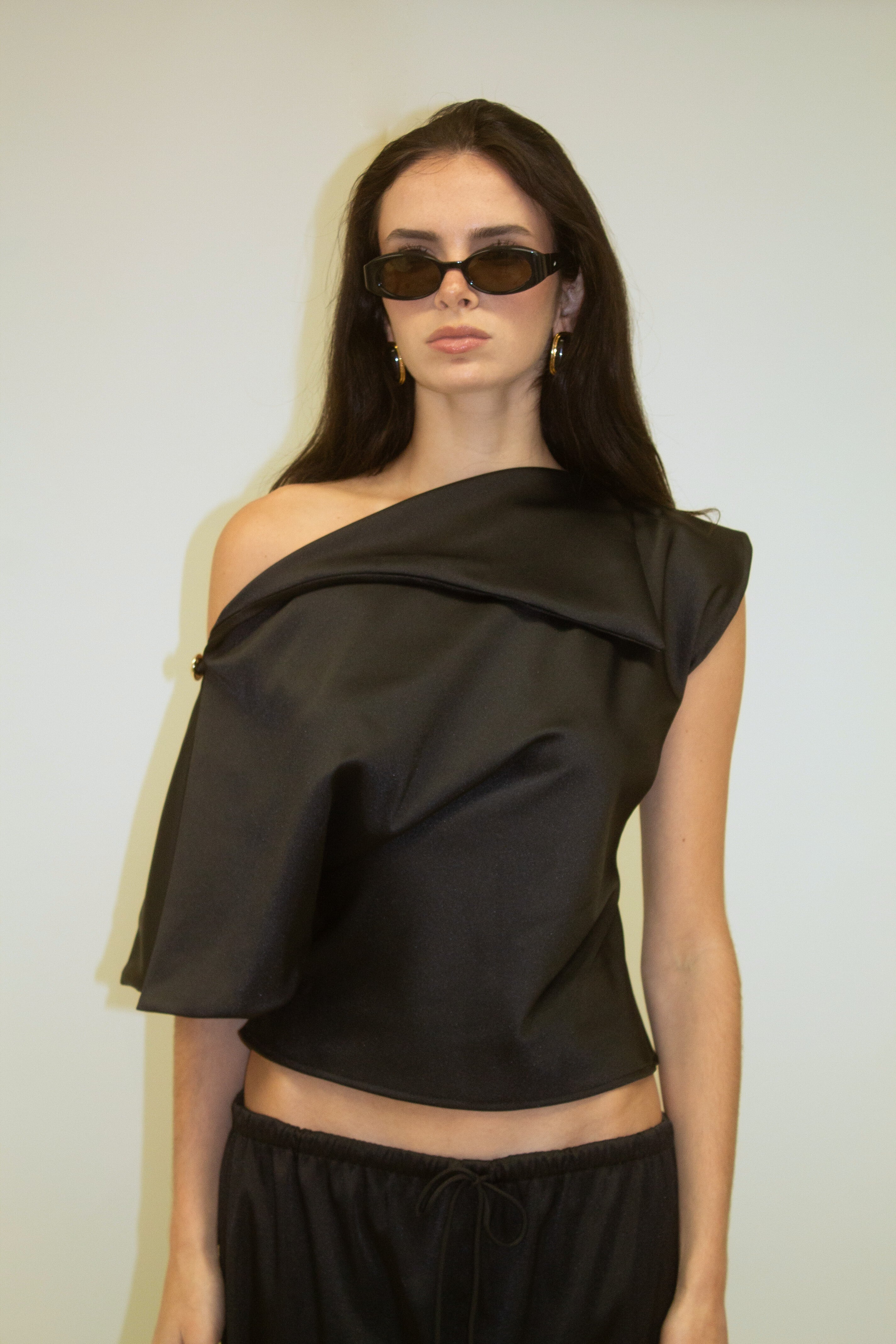 【dydoshop】25ss draped top Betta Draped Halter Mini Top (Wrinkled Chiffon Silk